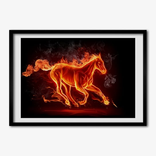 Obraz ścienny z ramką TULUP Koń w płomieniach 70x50 cm Tulup