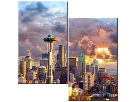 Obraz, Seattle o zachodzie słońca, 2 elementy, 60x60 cm Oobrazy