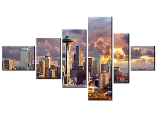 Obraz Seattle o zachodzie słońca, 6 elementów, 180x100 cm Oobrazy
