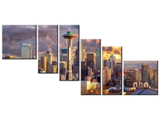 Obraz Seattle o zachodzie słońca, 6 elementów, 220x100 cm Oobrazy