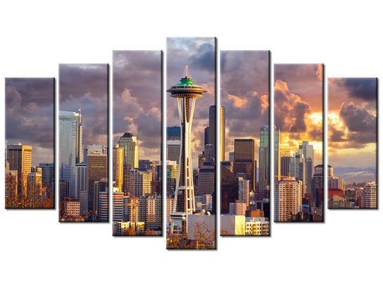 Obraz Seattle o zachodzie słońca, 7 elementów, 140x80 cm Oobrazy