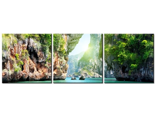 Obraz, Skały i morze w Tajlandii, 3 elementy, 120x40 cm Oobrazy