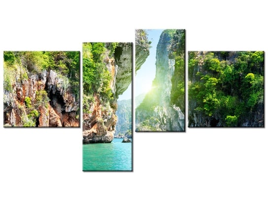 Obraz Skały i morze w Tajlandii, 4 elementy, 100x55 cm Oobrazy