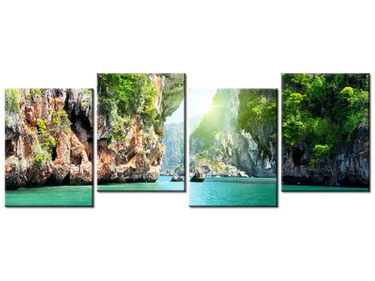 Obraz Skały i morze w Tajlandii, 4 elementy, 120x45 cm Oobrazy