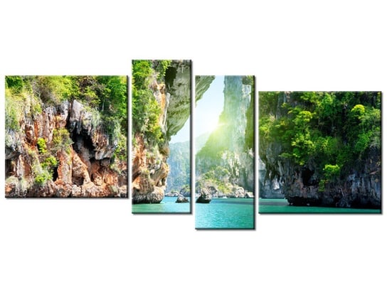 Obraz Skały i morze w Tajlandii, 4 elementy, 120x55 cm Oobrazy