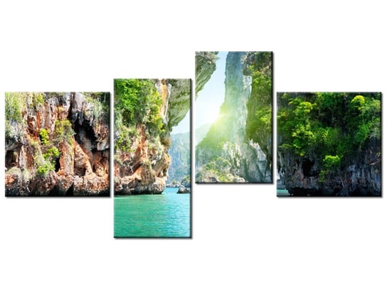 Obraz Skały i morze w Tajlandii, 4 elementy, 140x70 cm Oobrazy