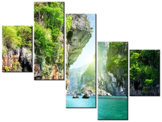 Obraz Skały i morze w Tajlandii, 5 elementów, 100x75 cm Oobrazy