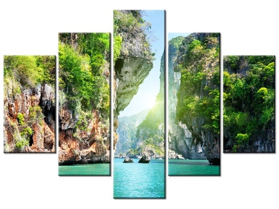 Obraz, Skały i morze w Tajlandii, 5 elementów, 150x105 cm Oobrazy