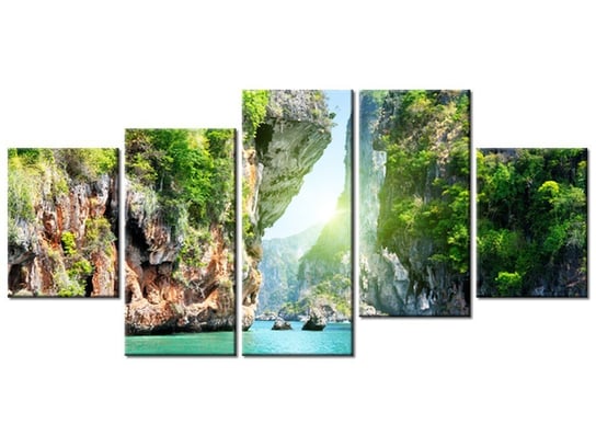 Obraz Skały i morze w Tajlandii, 5 elementów, 150x70 cm Oobrazy