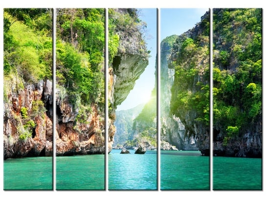 Obraz Skały i morze w Tajlandii, 5 elementów, 225x160 cm Oobrazy