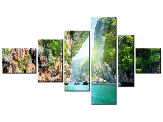 Obraz, Skały i morze w Tajlandii, 6 elementów, 180x100 cm Oobrazy