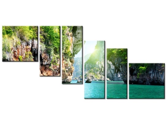 Obraz Skały i morze w Tajlandii, 6 elementów, 220x100 cm Oobrazy