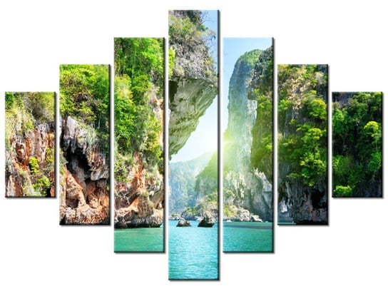 Obraz, Skały i morze w Tajlandii, 7 elementów, 210x150 cm Oobrazy