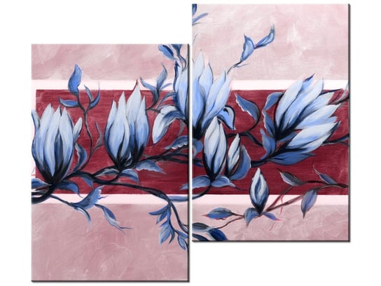 Obraz Słodycz magnolii niebiesko-różowa, 2 elementy, 80x70 cm Oobrazy