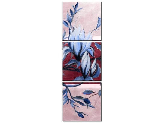 Obraz Słodycz magnolii niebiesko-różowa, 3 elementy, 30x90 cm Oobrazy