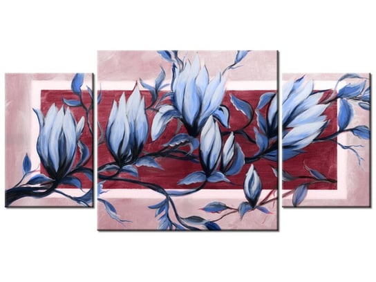 Obraz Słodycz magnolii niebiesko-różowa, 3 elementy, 80x40 cm Oobrazy