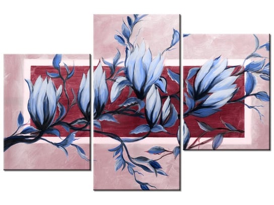 Obraz Słodycz magnolii niebiesko-różowa, 3 elementy, 90x60 cm Oobrazy