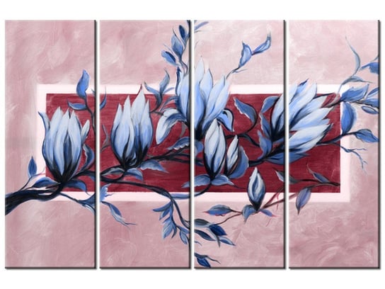Obraz Słodycz magnolii niebiesko-różowa, 4 elementy, 120x80 cm Oobrazy