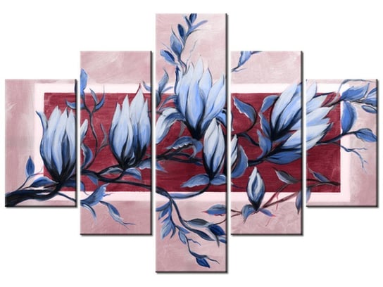 Obraz Słodycz magnolii niebiesko-różowa, 5 elementów, 100x70 cm Oobrazy