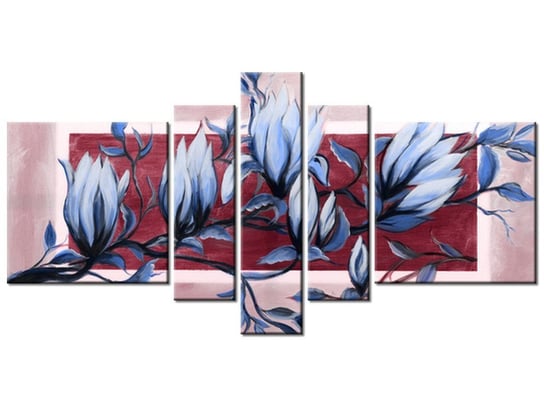 Obraz Słodycz magnolii niebiesko-różowa, 5 elementów, 160x80 cm Oobrazy