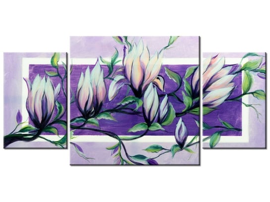 Obraz Słodycz magnolii w fiolecie, 3 elementy, 80x40 cm Oobrazy