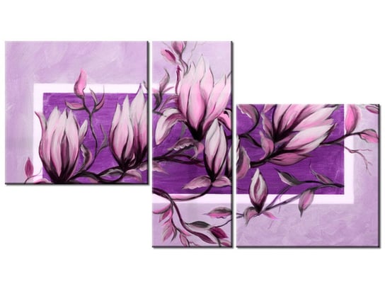Obraz Słodycz magnolii w fiolecie, 3 elementy, 90x50 cm Oobrazy