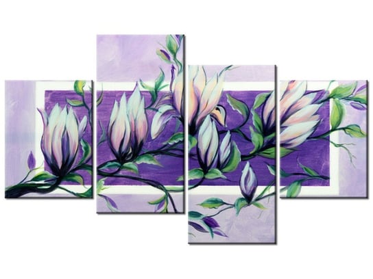 Obraz Słodycz magnolii w fiolecie, 4 elementy, 120x70 cm Oobrazy