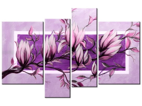 Obraz Słodycz magnolii w fiolecie, 4 elementy, 130x85 cm Oobrazy