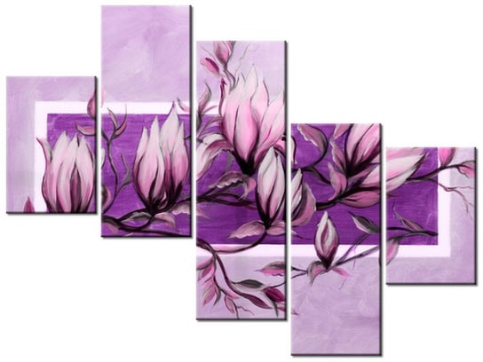 Obraz Słodycz magnolii w fiolecie, 5 elementów, 100x75 cm Oobrazy