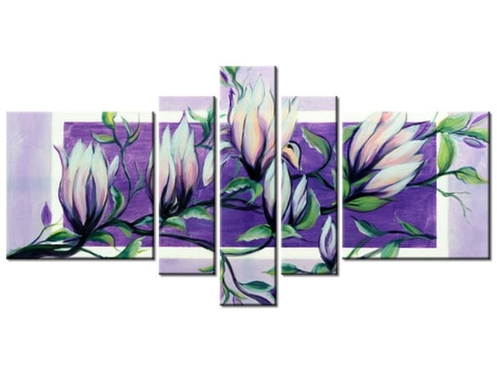 Obraz Słodycz magnolii w fiolecie, 5 elementów, 160x80 cm Oobrazy