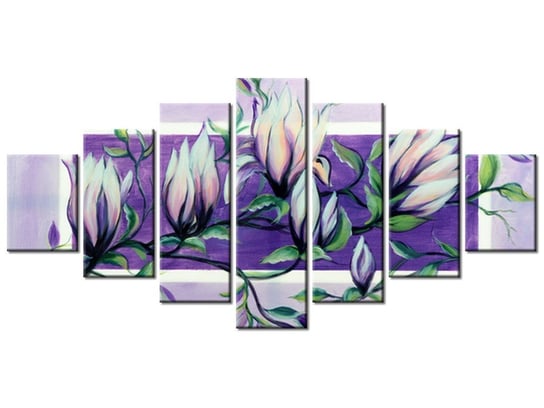 Obraz Słodycz magnolii w fiolecie, 7 elementów, 210x100 cm Oobrazy
