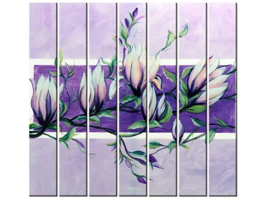 Obraz Słodycz magnolii w fiolecie, 7 elementów, 210x195 cm Oobrazy