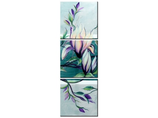 Obraz Słodycz magnolii w jasnej zieleni, 3 elementy, 30x90 cm Oobrazy