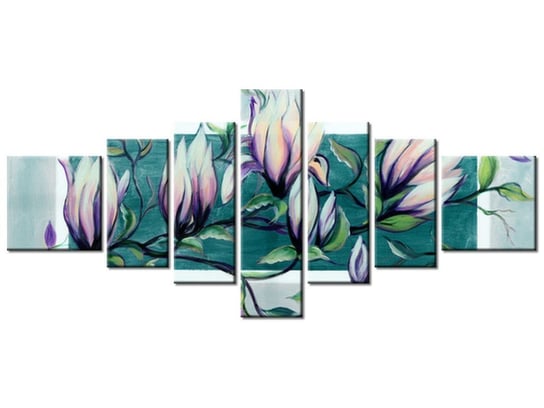 Obraz Słodycz magnolii w jasnej zieleni, 7 elementów, 160x70 cm Oobrazy