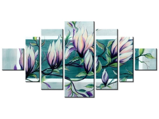Obraz Słodycz magnolii w jasnej zieleni, 7 elementów, 200x100 cm Oobrazy
