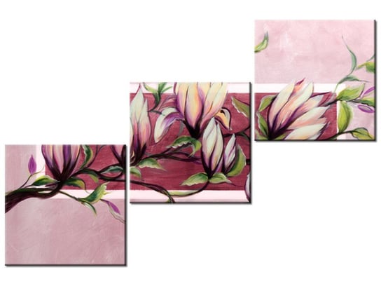 Obraz Słodycz magnolii w pudrowym różu, 3 elementy, 120x80 cm Oobrazy