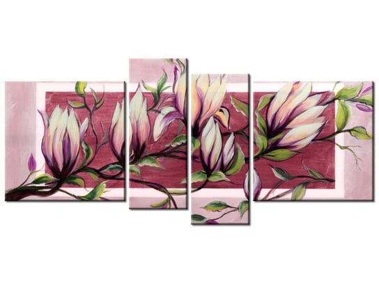 Obraz Słodycz magnolii w pudrowym różu, 4 elementy, 120x55 cm Oobrazy