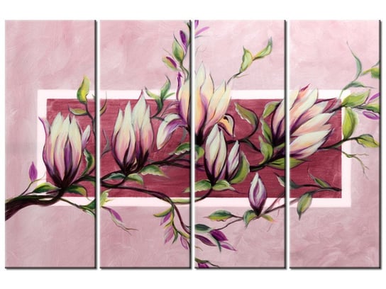 Obraz Słodycz magnolii w pudrowym różu, 4 elementy, 120x80 cm Oobrazy