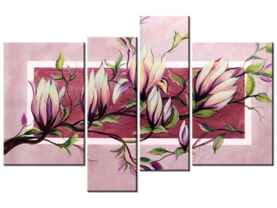Obraz Słodycz magnolii w pudrowym różu, 4 elementy, 130x85 cm Oobrazy