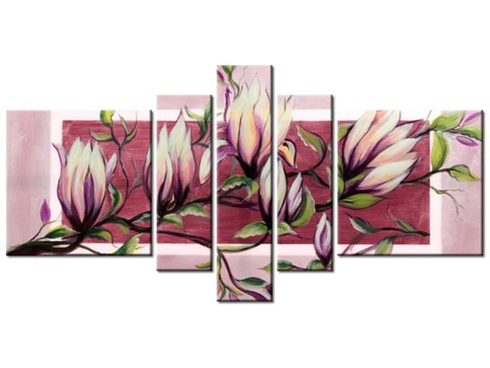 Obraz Słodycz magnolii w pudrowym różu, 5 elementów, 160x80 cm Oobrazy