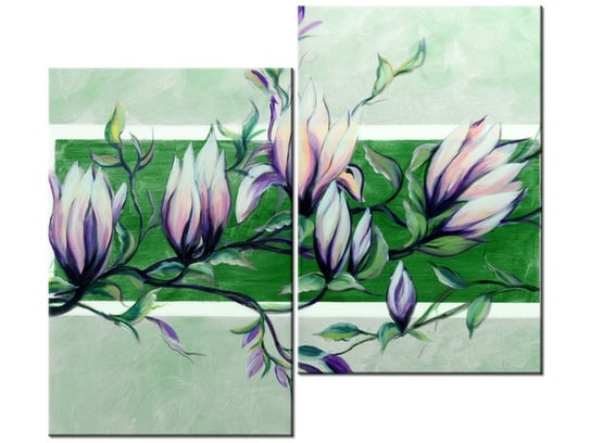 Obraz Słodycz magnolii w zieleni, 2 elementy, 80x70 cm Oobrazy