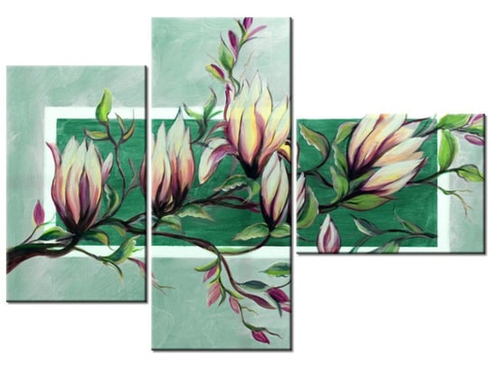 Obraz Słodycz magnolii w zieleni, 3 elementy, 100x70 cm Oobrazy