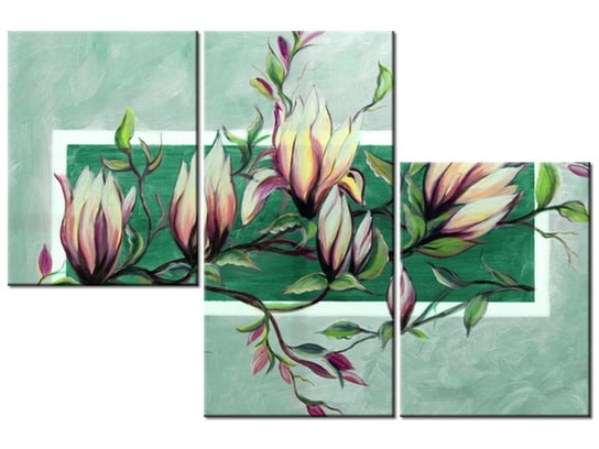 Obraz Słodycz magnolii w zieleni, 3 elementy, 90x60 cm Oobrazy