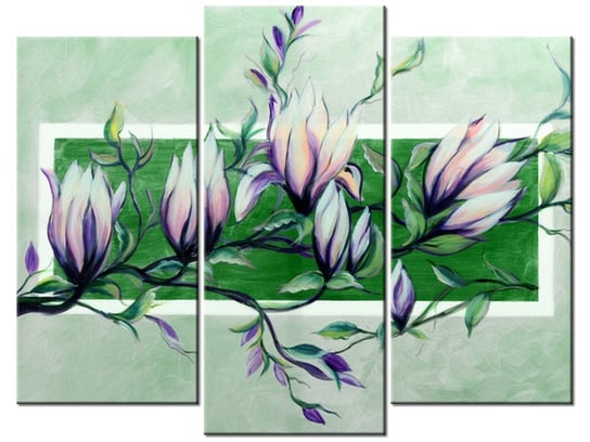 Obraz Słodycz magnolii w zieleni, 3 elementy, 90x70 cm Oobrazy