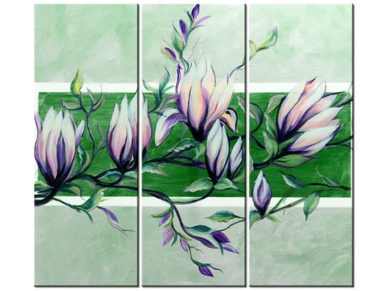 Obraz Słodycz magnolii w zieleni, 3 elementy, 90x80 cm Oobrazy