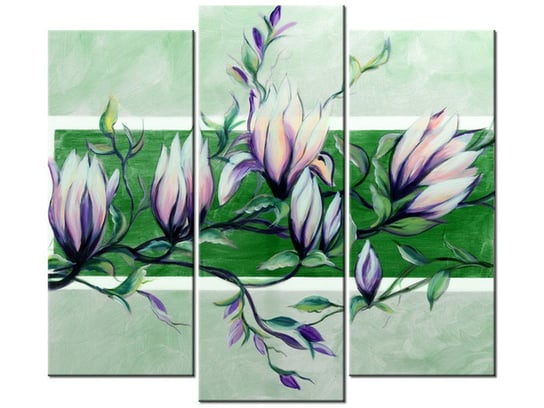 Obraz Słodycz magnolii w zieleni, 3 elementy, 90x80 cm Oobrazy