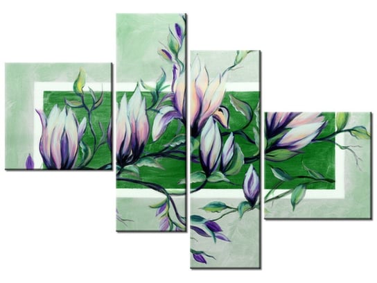 Obraz Słodycz magnolii w zieleni, 4 elementy, 100x70 cm Oobrazy