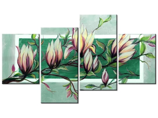 Obraz Słodycz magnolii w zieleni, 4 elementy, 120x70 cm Oobrazy