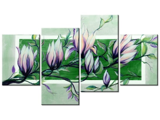 Obraz Słodycz magnolii w zieleni, 4 elementy, 120x70 cm Oobrazy