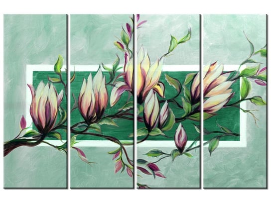 Obraz Słodycz magnolii w zieleni, 4 elementy, 120x80 cm Oobrazy